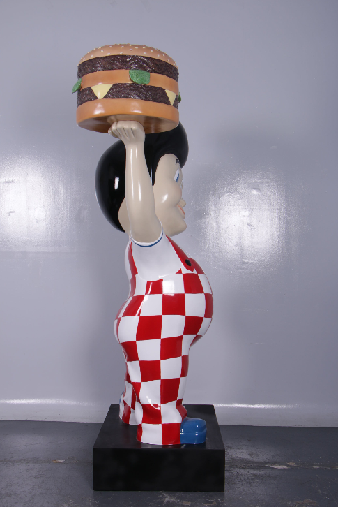 Large Boy Holding Hamburger Life Size Statue