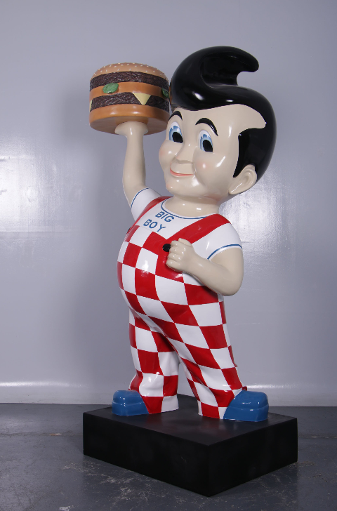 Large Boy Holding Hamburger Life Size Statue