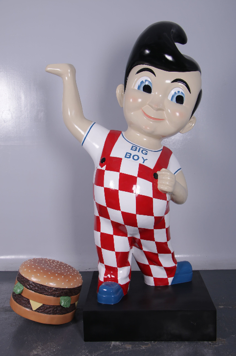 Large Boy Holding Hamburger Life Size Statue