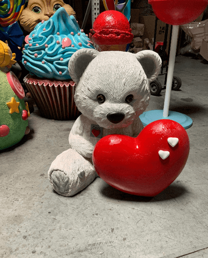 Teddy Bear White Love Over Sized Toy Prop Decor Resin Statue - LM Treasures Prop Rentals 