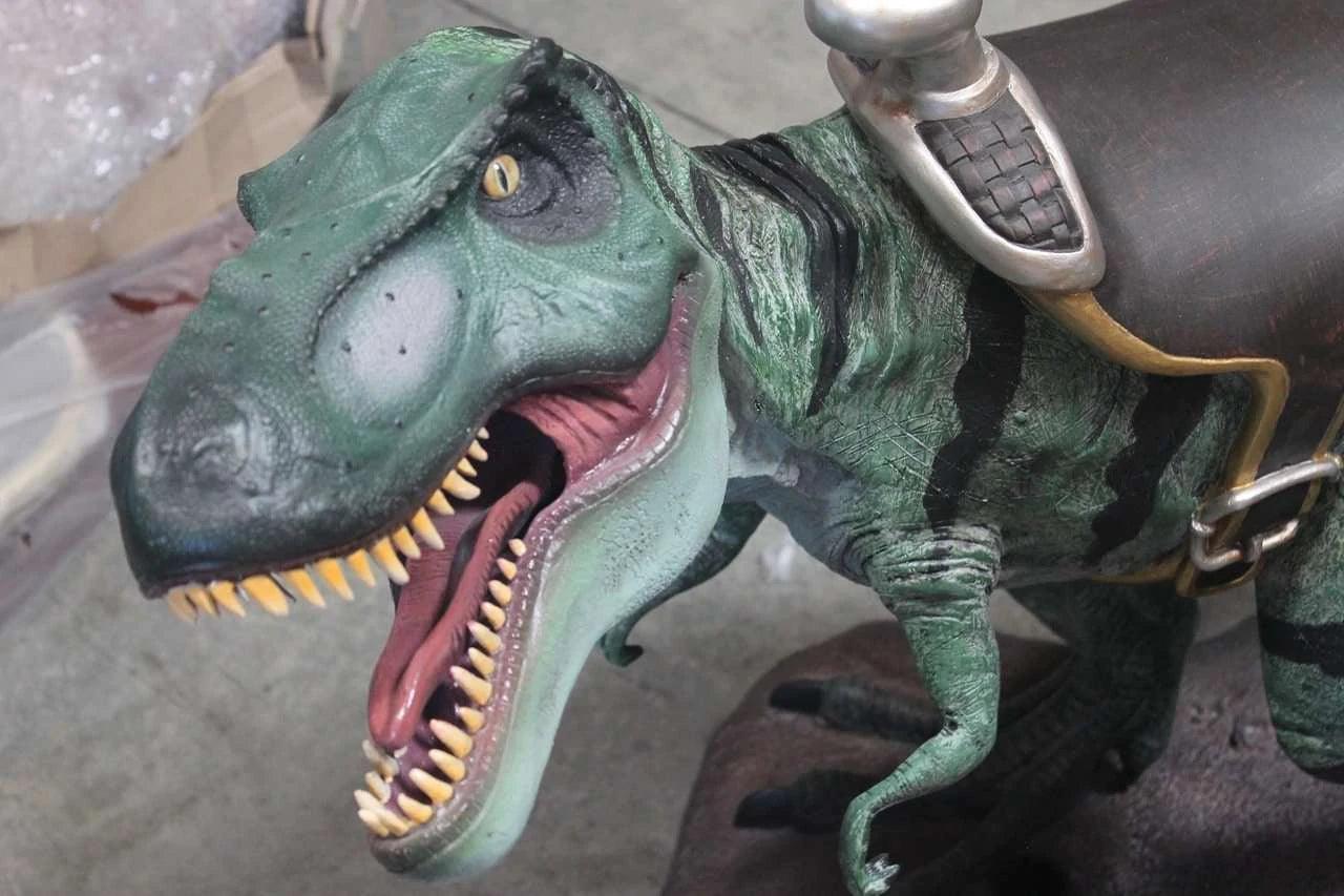 Small T-Rex Dinosaur With Saddle Statue - LM Treasures Prop Rentals 