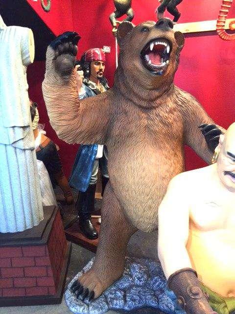 Standing Growling Brown Bear Statue
