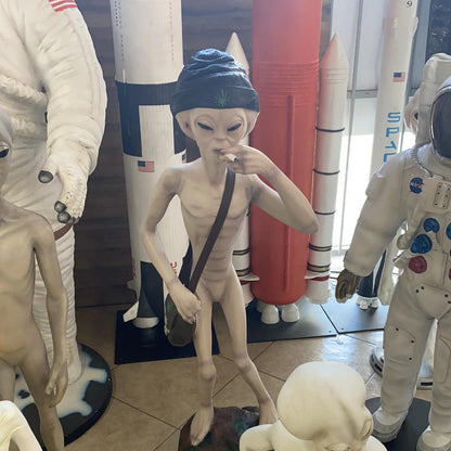 Smoking Alien Standing Life Size Statue - LM Treasures Prop Rentals 