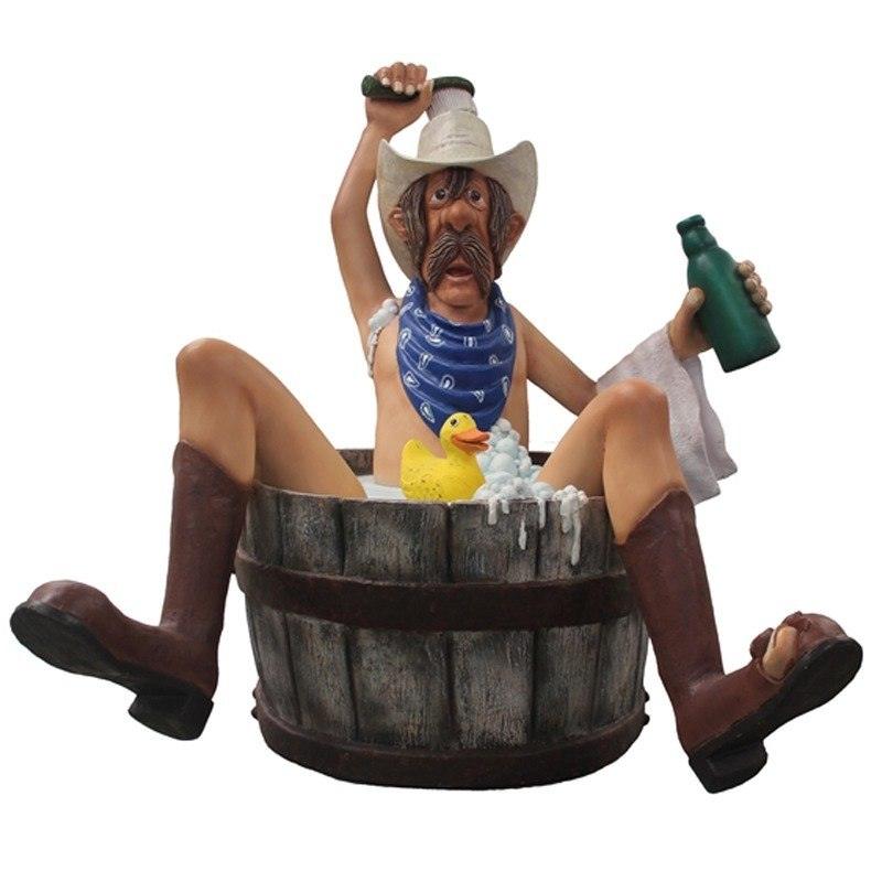 Bathing Cowboy with Rubber Duck Statue - LM Treasures Prop Rentals 