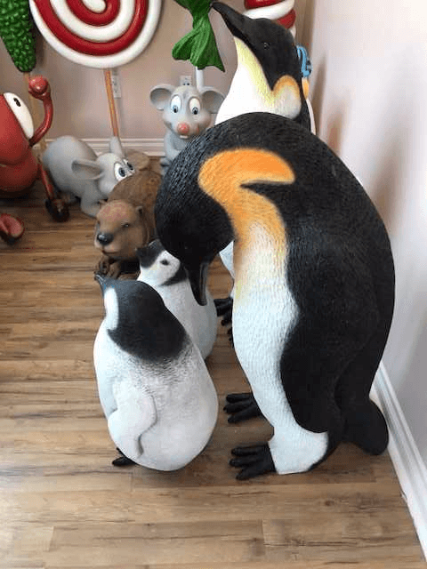 Penguin Family Bird Statue Life Size Prop Decor - LM Treasures Prop Rentals 