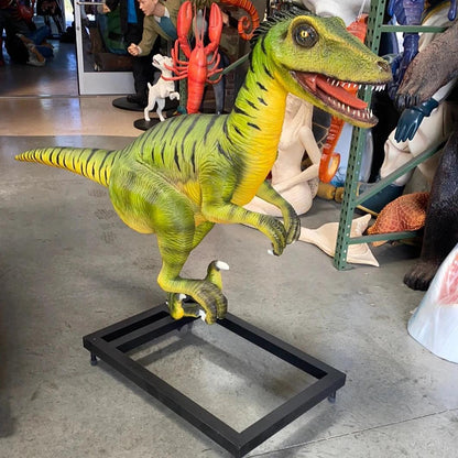 Green Deinonychus Dinosaur Statue