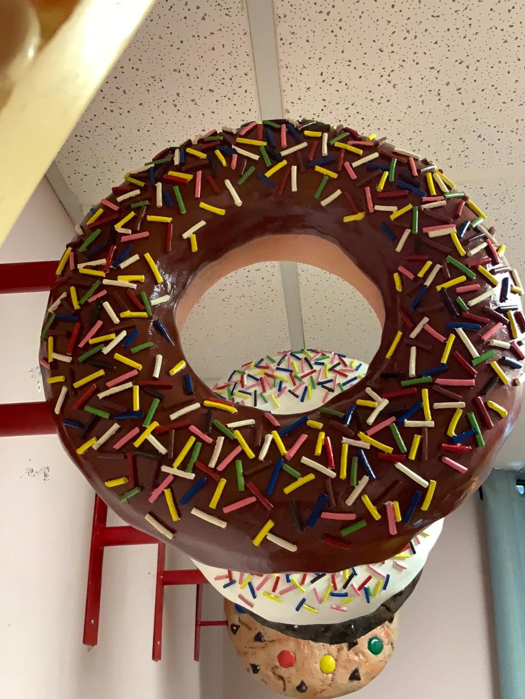 Hanging Chocolate Donut Statue - LM Treasures Prop Rentals 