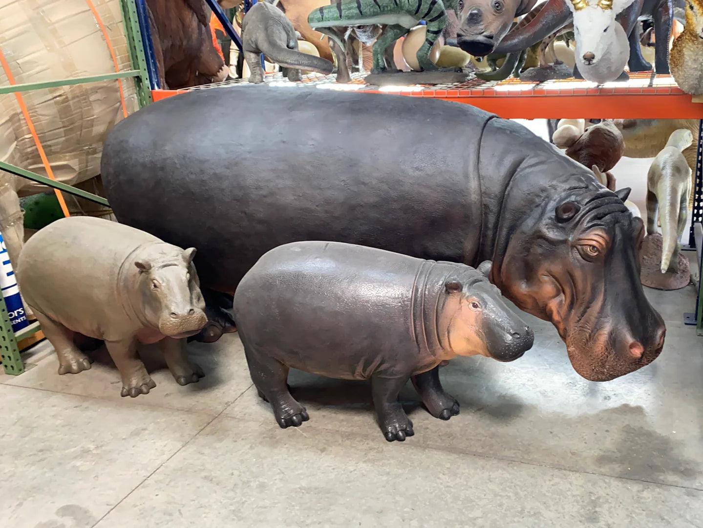 Gray Baby Hippo Statue