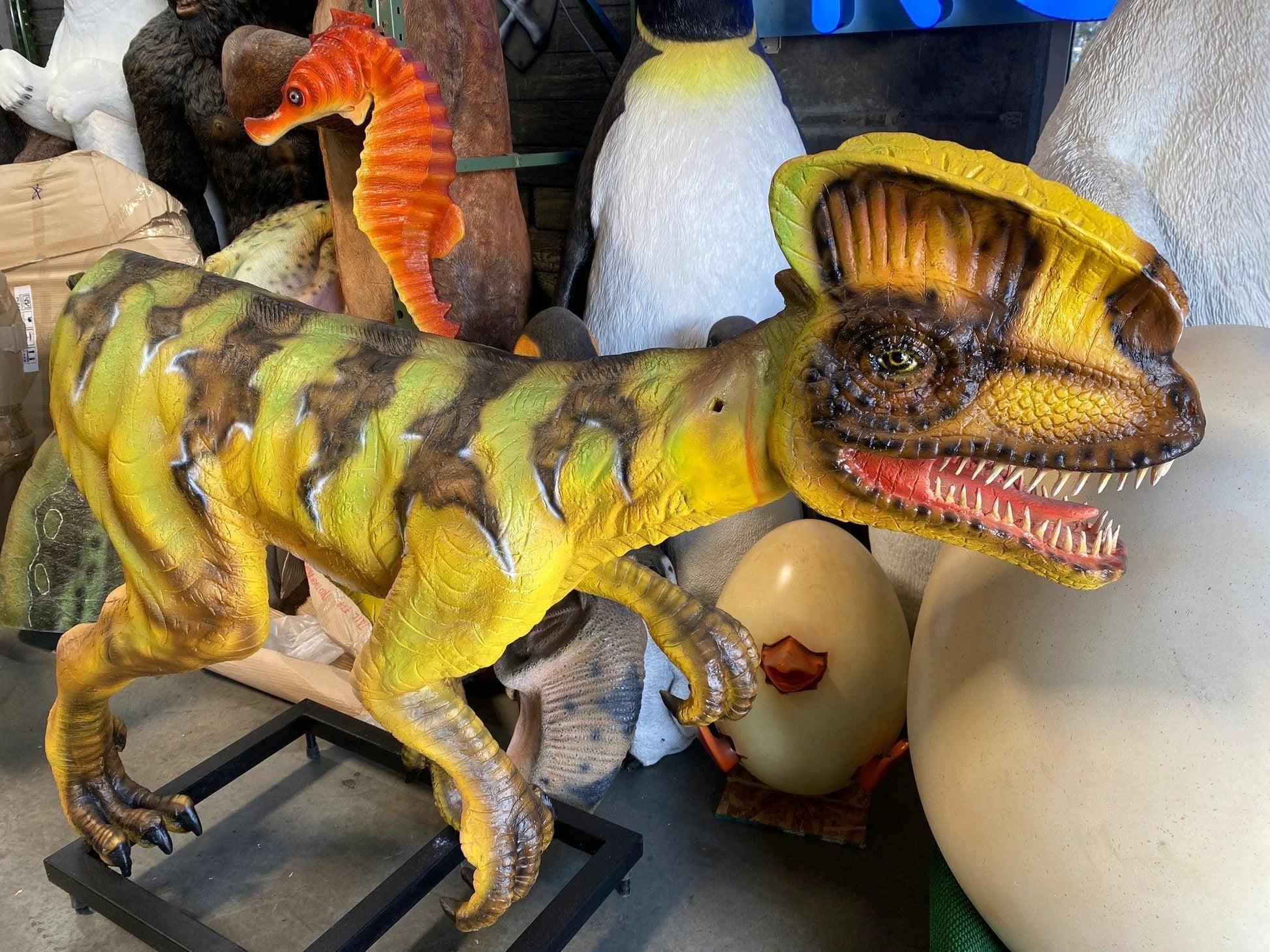 Venenifer with Dorsal Fin Dinosaur Life Size Statue - LM Treasures Prop Rentals 