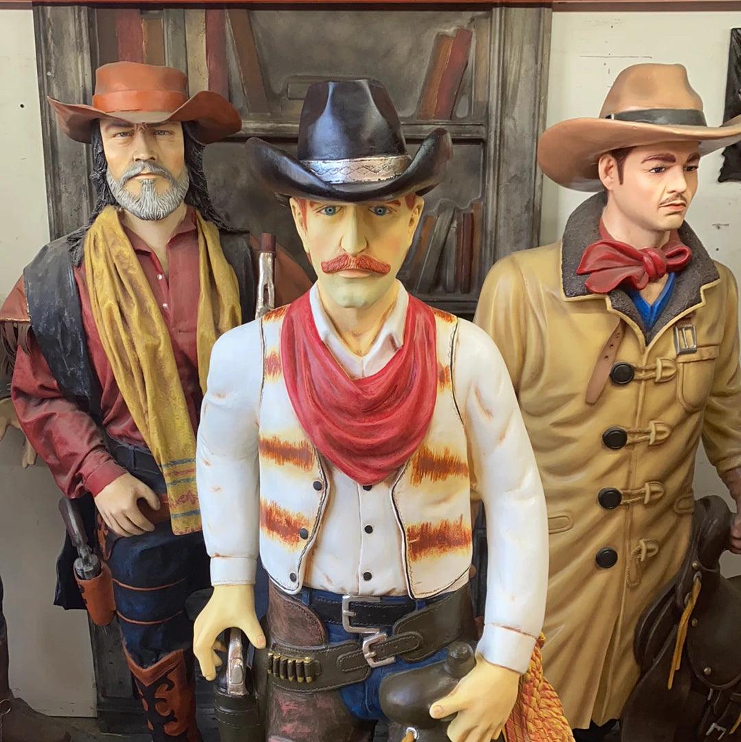 Western Cowboy With Saddle Life Size Statue - LM Treasures Prop Rentals 