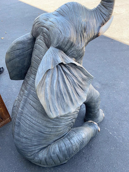 Sitting Elephant Trunk Up Statue - LM Treasures Prop Rentals 