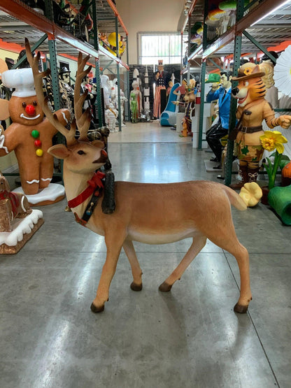 Standing Long Horn Reindeer Statue - LM Treasures Prop Rentals 