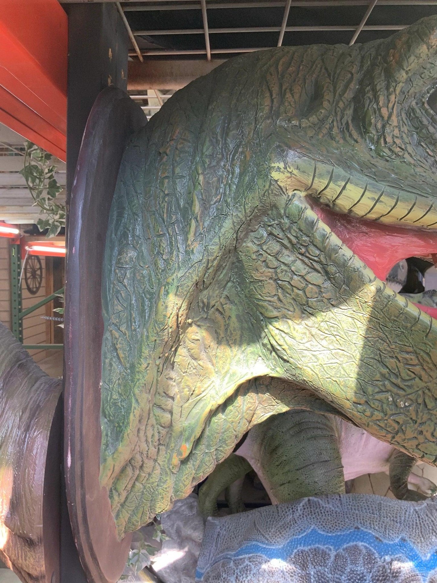Green Velociraptor Dinosaur Head Statue
