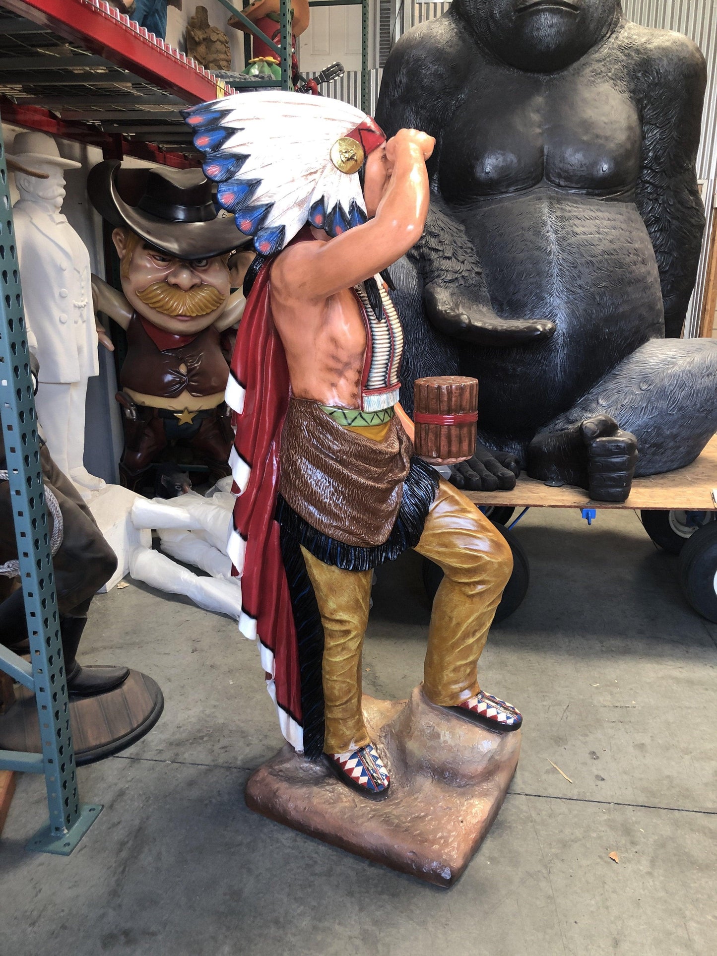 Tobacco Indian Chief Cigar Store Life Size Statue - LM Treasures Prop Rentals 