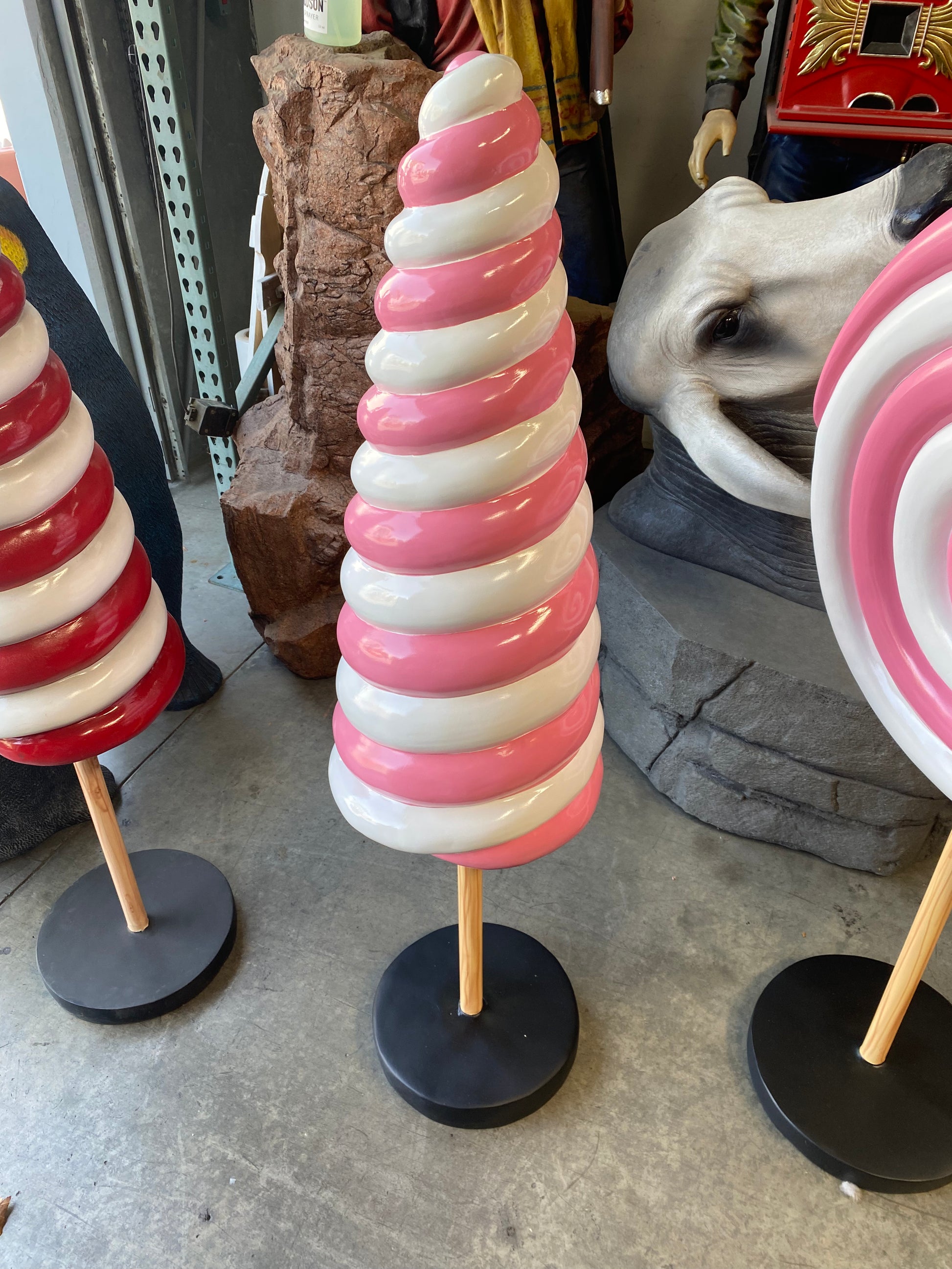 Small Pink Cone Lollipop Statue - LM Treasures Prop Rentals 