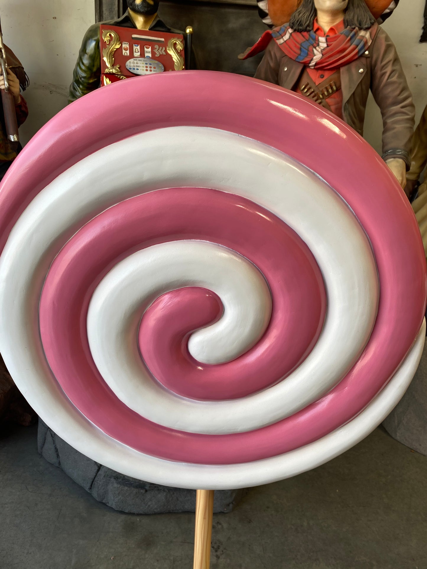 Small Pink Twirl Lollipop Statue - LM Treasures Prop Rentals 