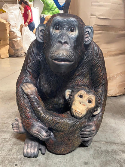 Monkey With Baby Statue