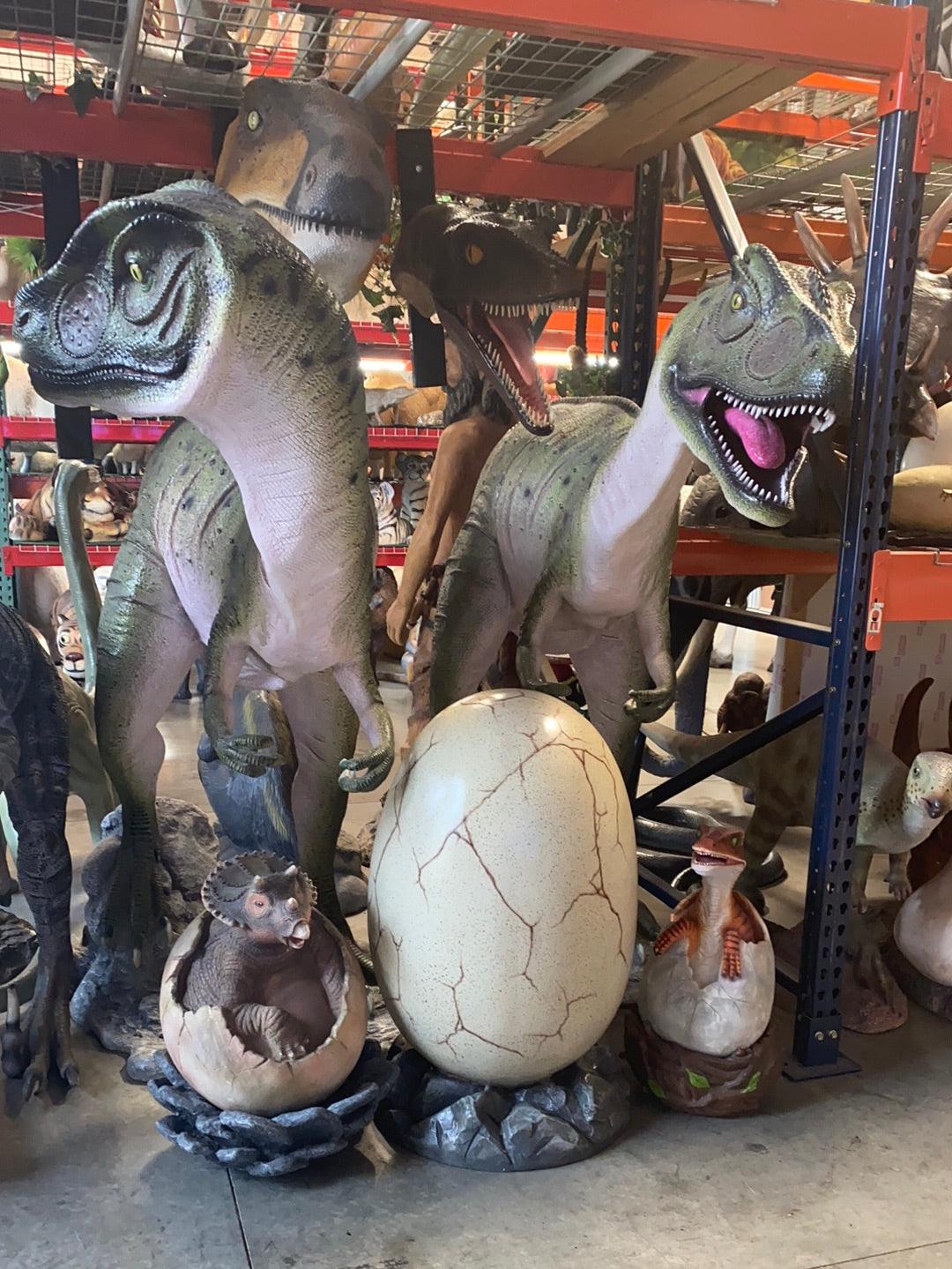 Large Dinosaur Egg On Rock Statue - LM Treasures Prop Rentals 