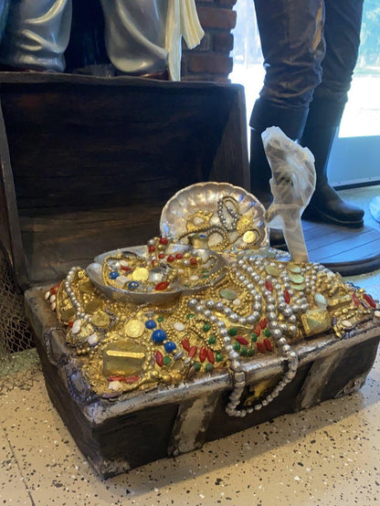 Large Opened Treasure Chest Life Size Statue - LM Treasures Prop Rentals 