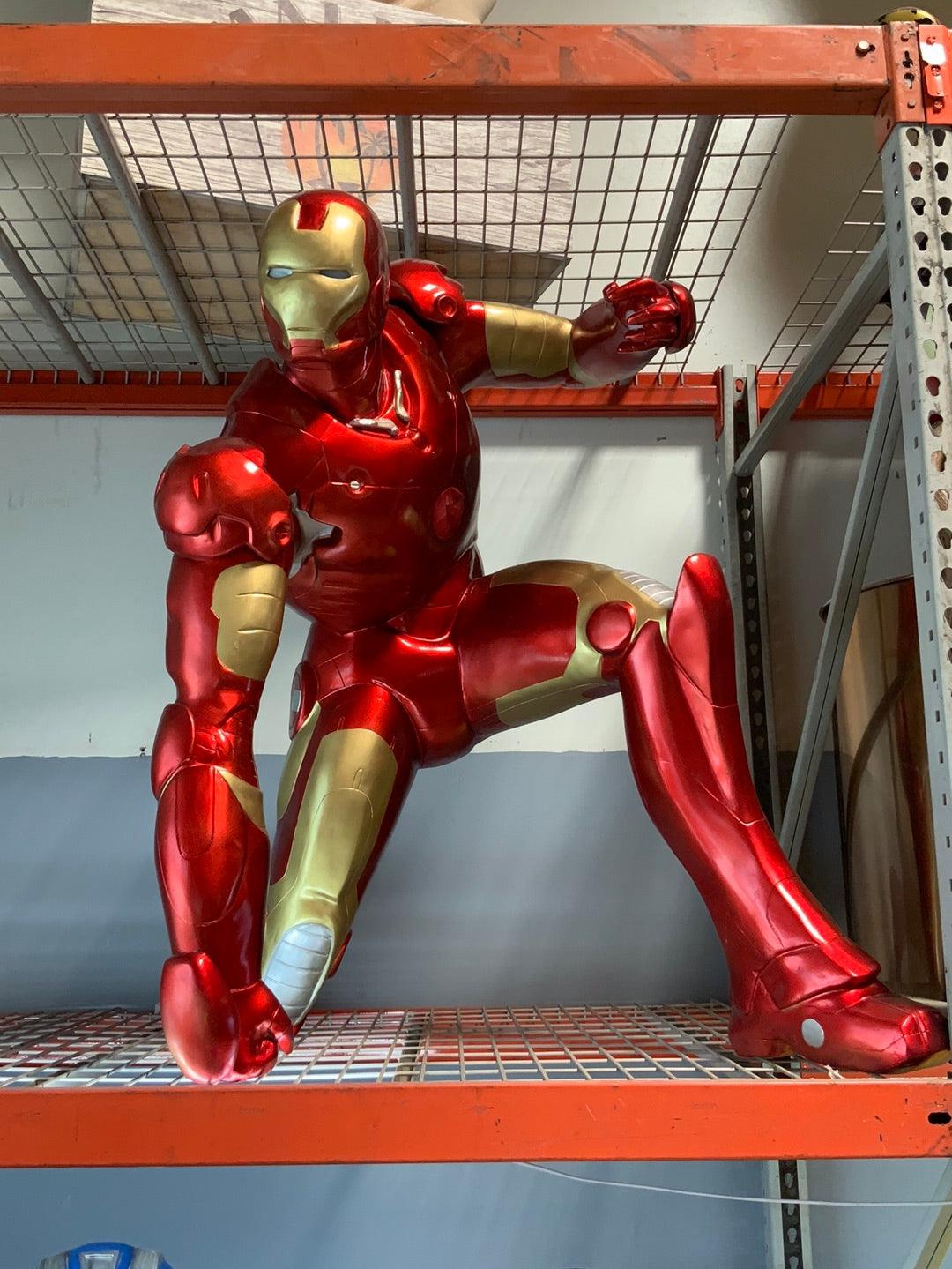 Iron Metal Man Super Hero Kneeling Life Size Statue - LM Treasures Prop Rentals 