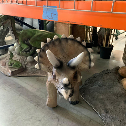 Small Gray Walking Triceratops Dinosaur Statue - LM Treasures Prop Rentals 