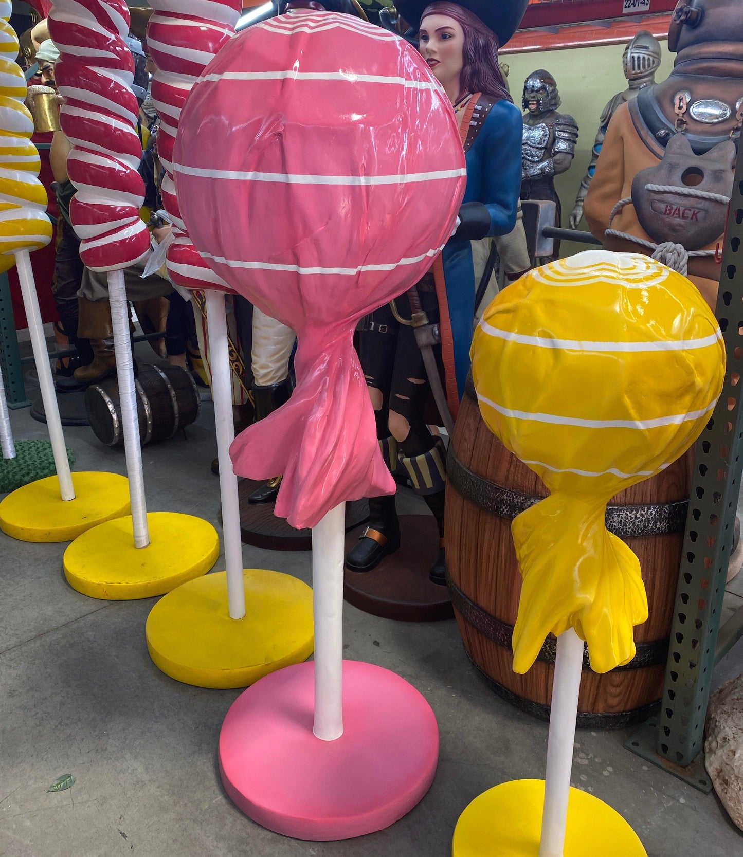 Large Pink Lollipop Statue - LM Treasures Prop Rentals 