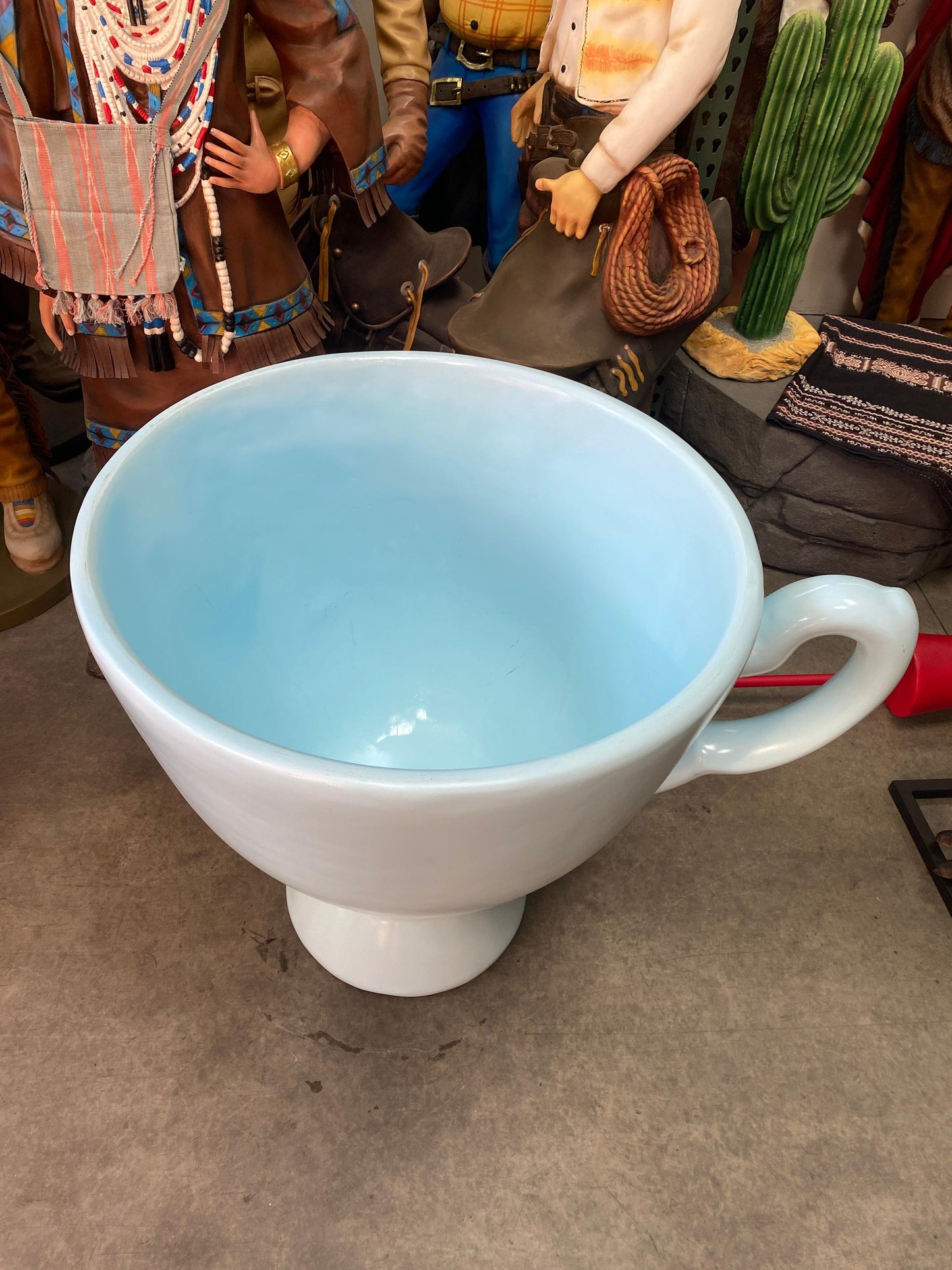 Blue Tea Cup Over Sized Statue - LM Treasures Prop Rentals 