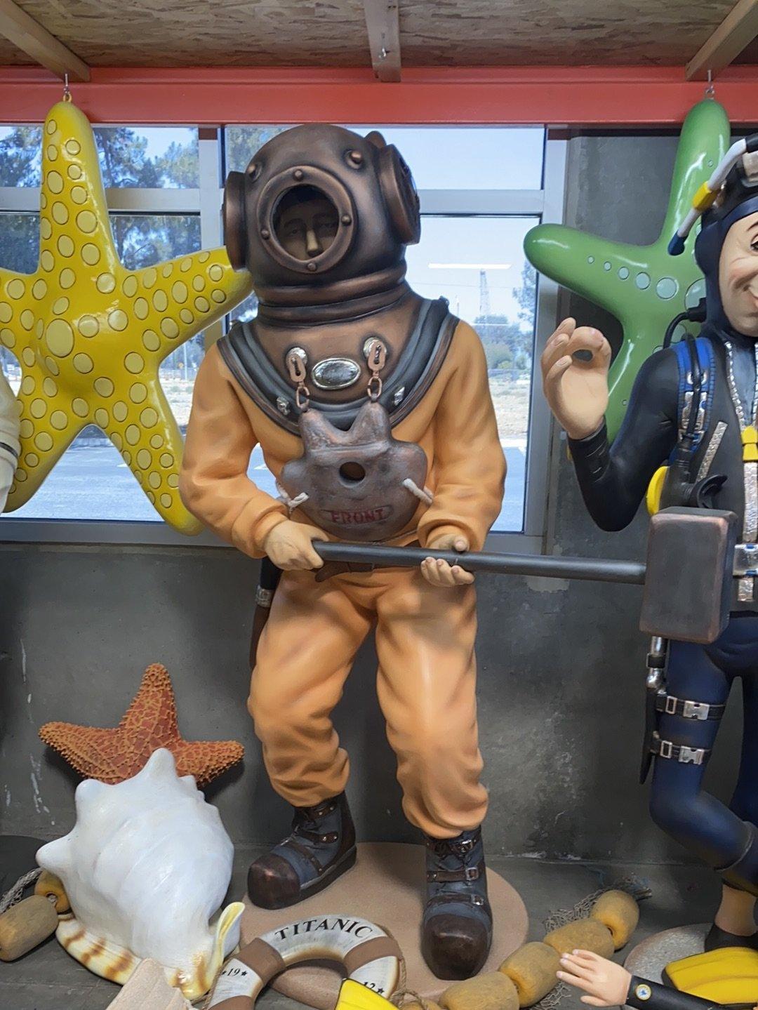 Deep Sea Diver With Hammer Statue - LM Treasures Prop Rentals 