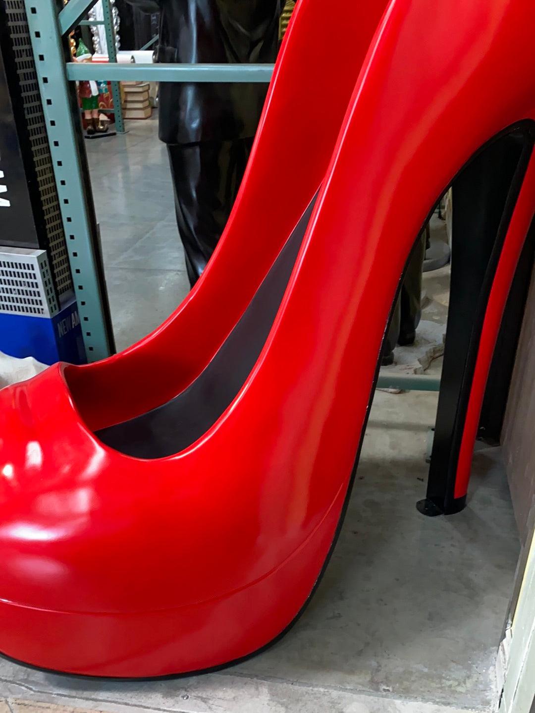 Red Stiletto High Heel Shoe Over Sized Statue - LM Treasures Prop Rentals 