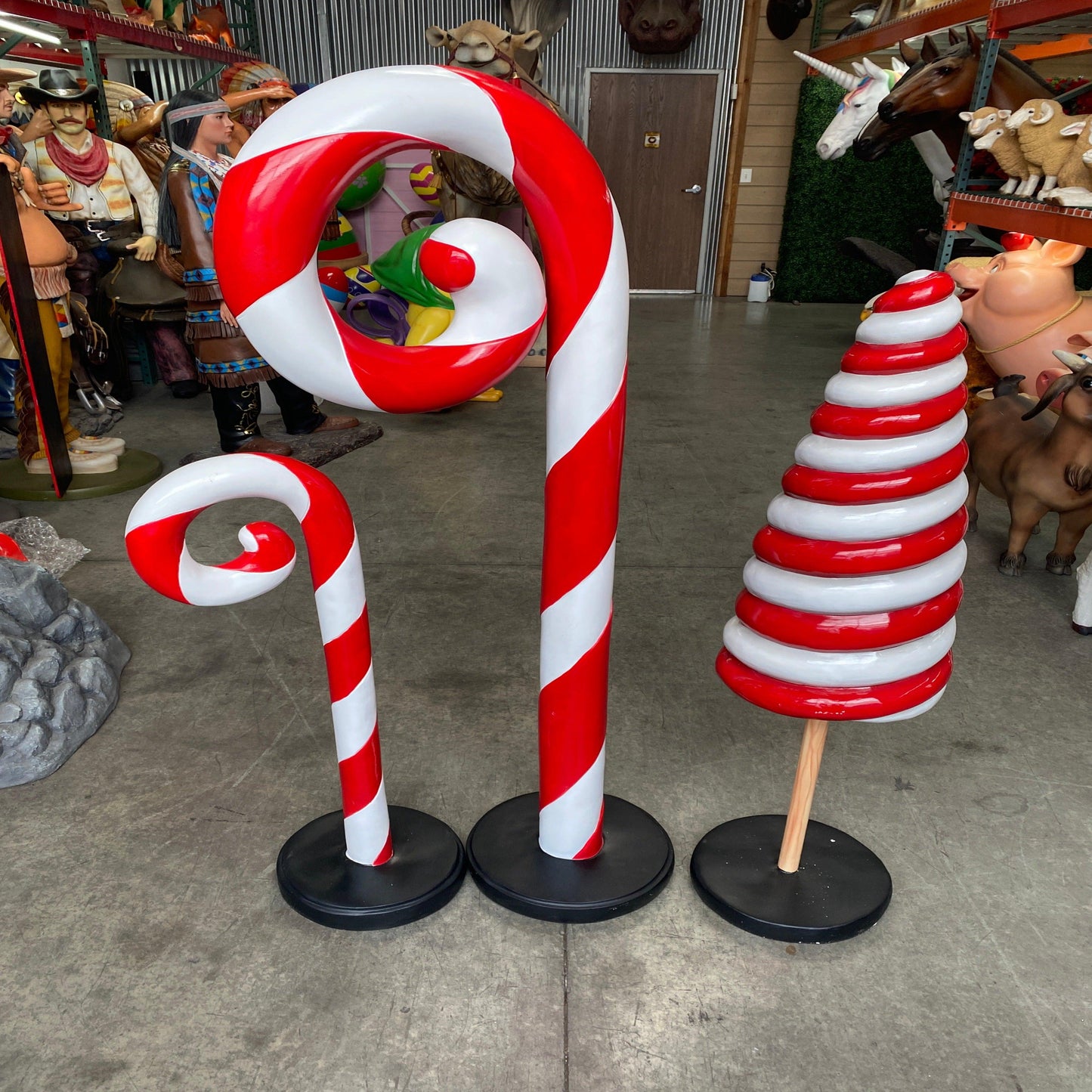 Small Swirl Candy Cane Statue - LM Treasures Prop Rentals 