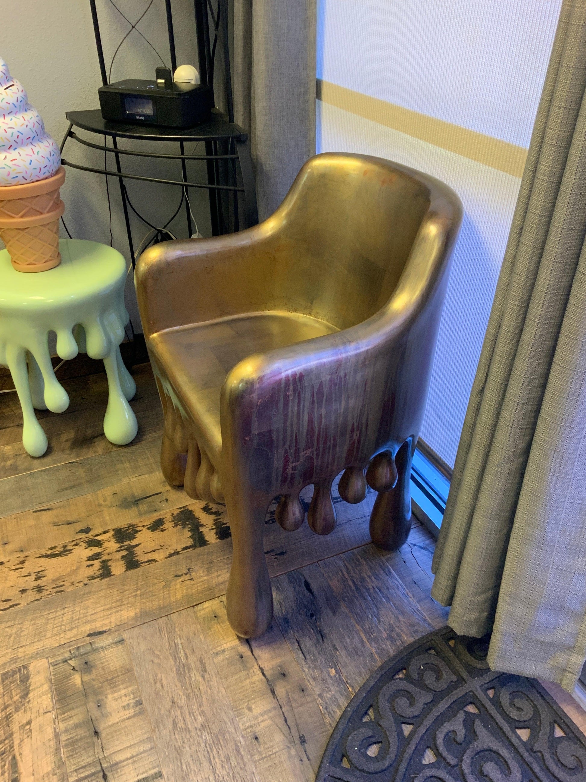 Copper Melting Drip Chair Statue - LM Treasures Prop Rentals 
