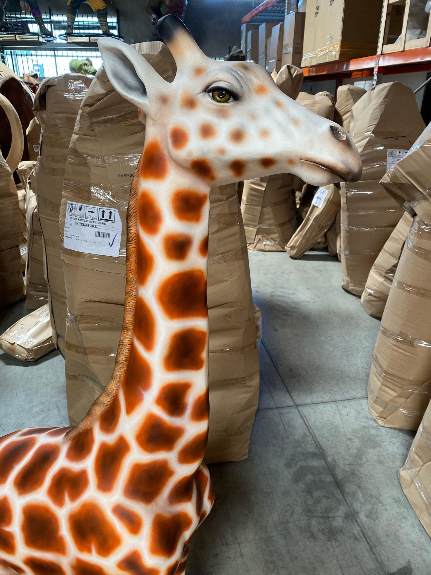 Walking Giraffe Statue - LM Treasures Prop Rentals 
