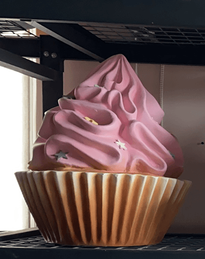 Pink Cupcake Statue With Stars - LM Treasures Prop Rentals 