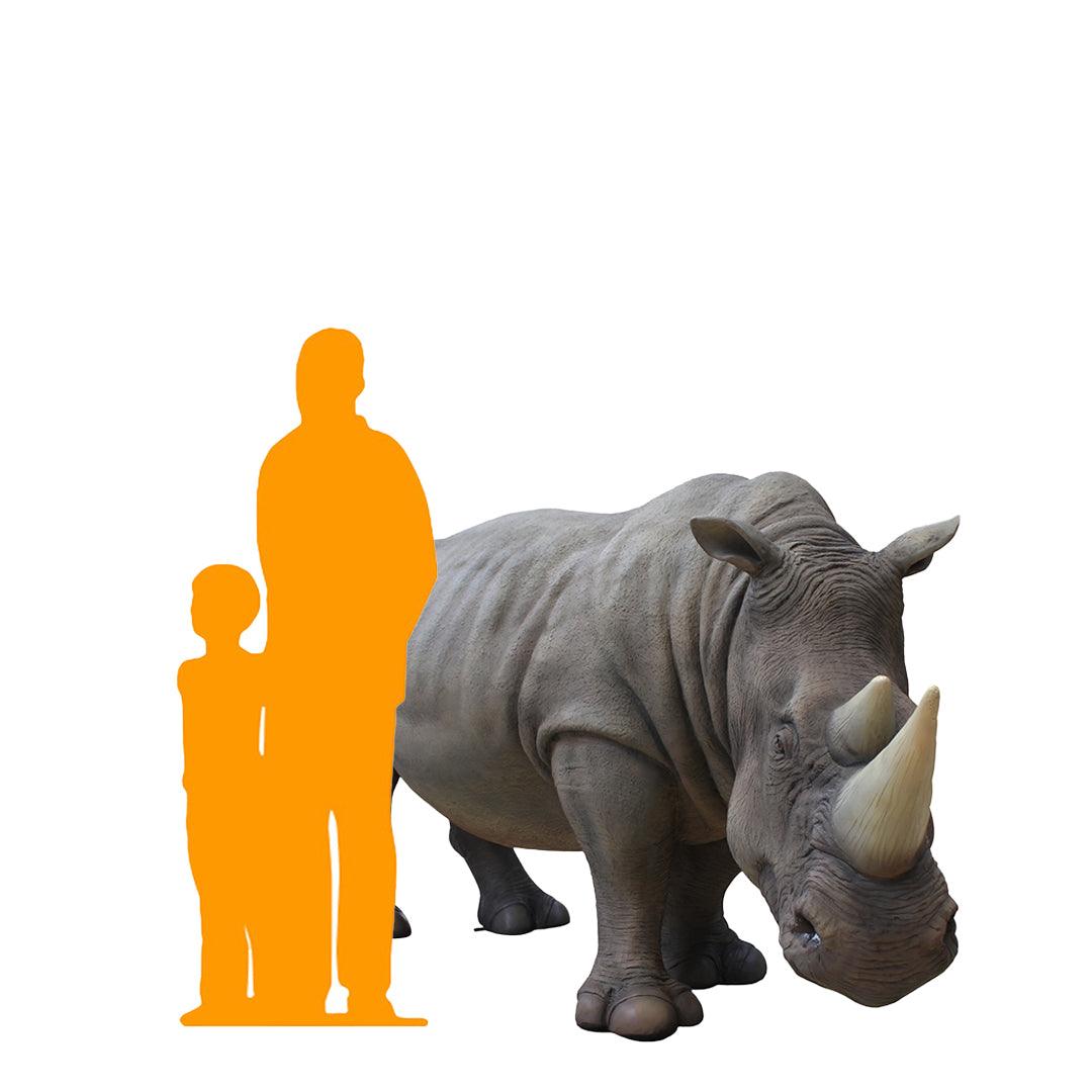 Gray Rhinoceros Life Size Statue - LM Treasures Prop Rentals 