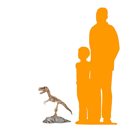 Small T-Rex Dinosaur Skeleton On Base Statue