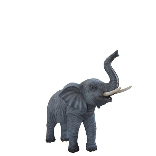 Standing Elephant With Tusks Statue - LM Treasures Prop Rentals 