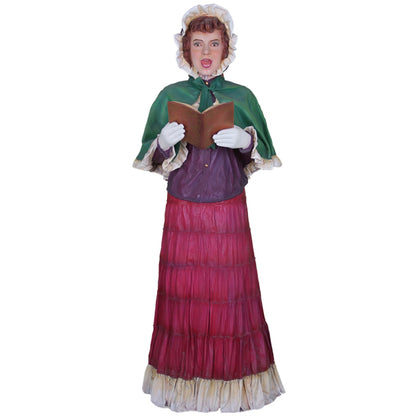 Christmas Caroler Woman Life Size Statue