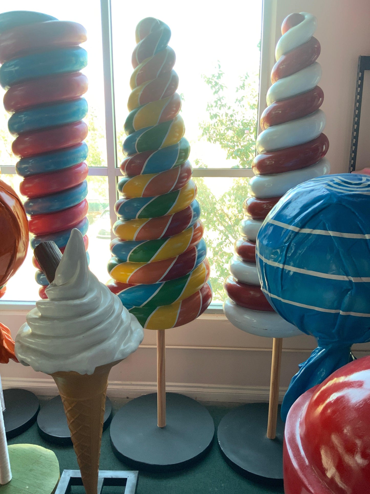 Large Rainbow Cone Lollipop Statue - LM Treasures Prop Rentals 