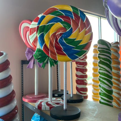 Small Rainbow Twirl Lollipop Statue - LM Treasures Prop Rentals 