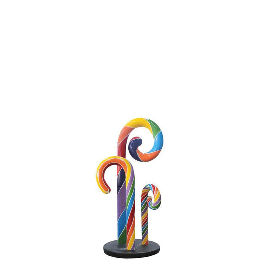 Rainbow Candy Cane Trio Statue - LM Treasures Prop Rentals 