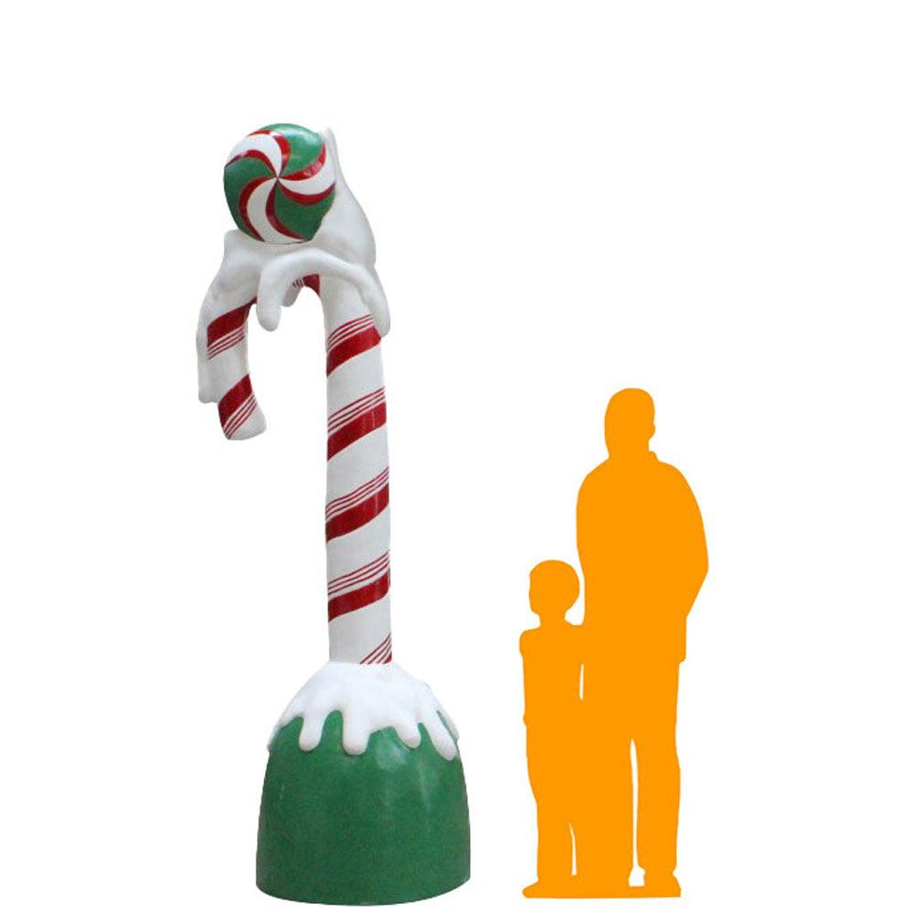 Giant Snow Candy Cane Statue - LM Treasures Prop Rentals 