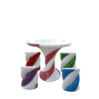 Marshmallow Table and Chairs - LM Treasures Prop Rentals 