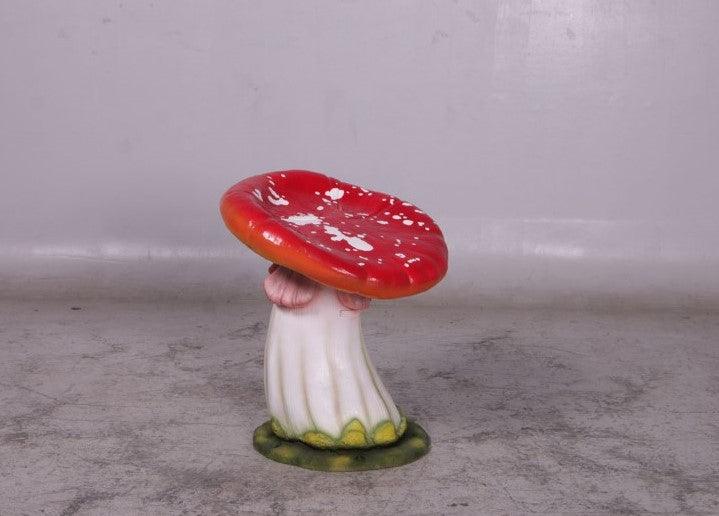 Red Slanted Mushroom Stool Statue