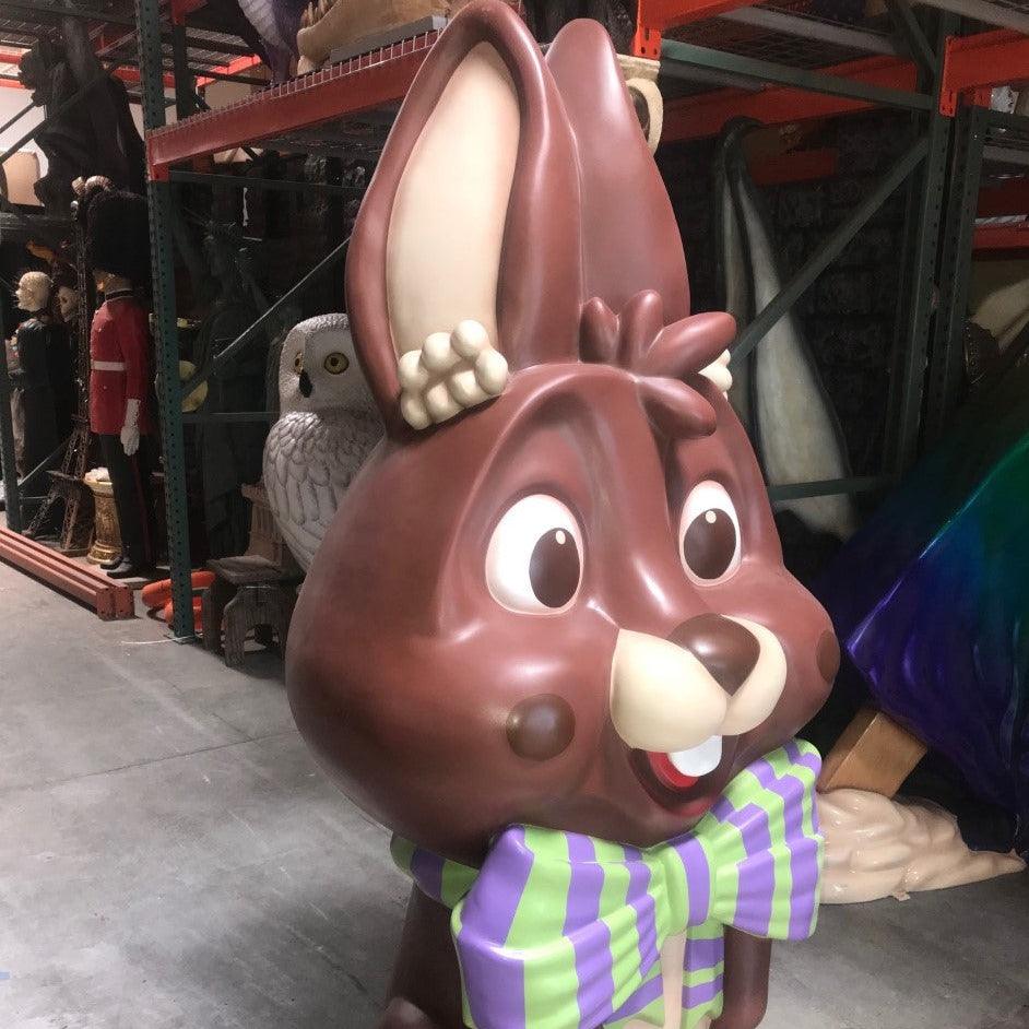Striped Giant Chocolate Easter Bunny Statue - LM Treasures Prop Rentals 